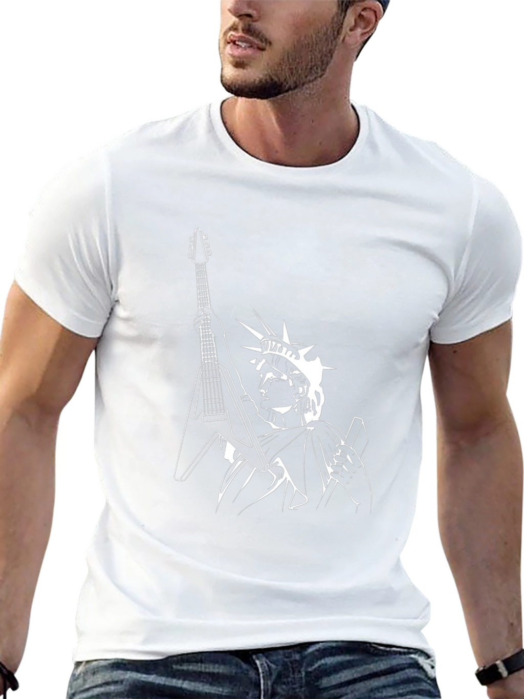 Statue of Liberty Guitar T-Shirt - Black