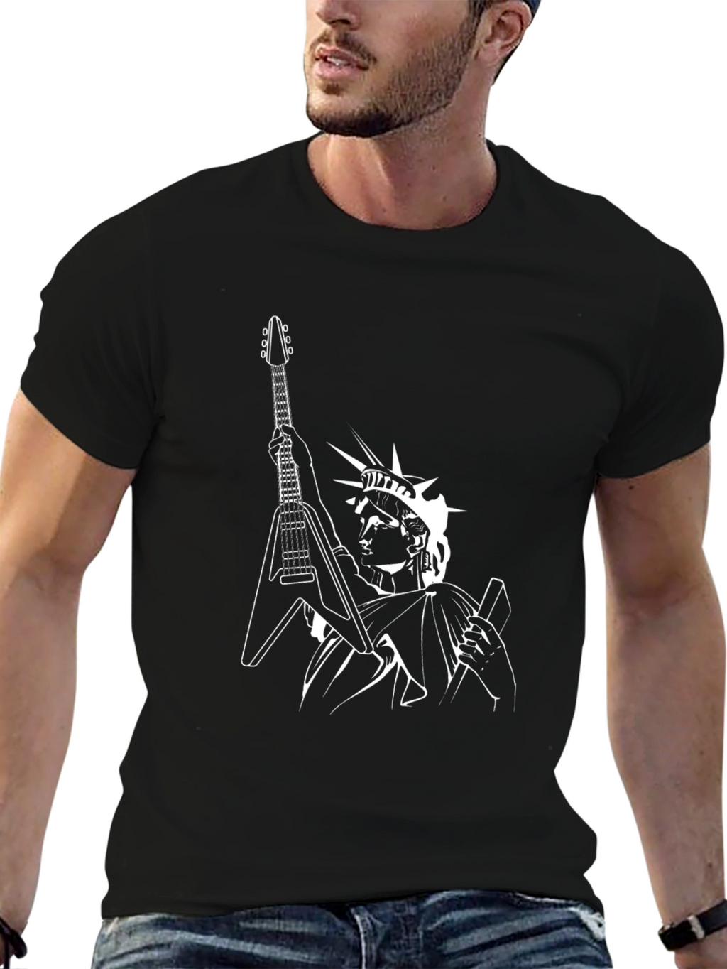 Statue of Liberty Guitar T-Shirt - Black