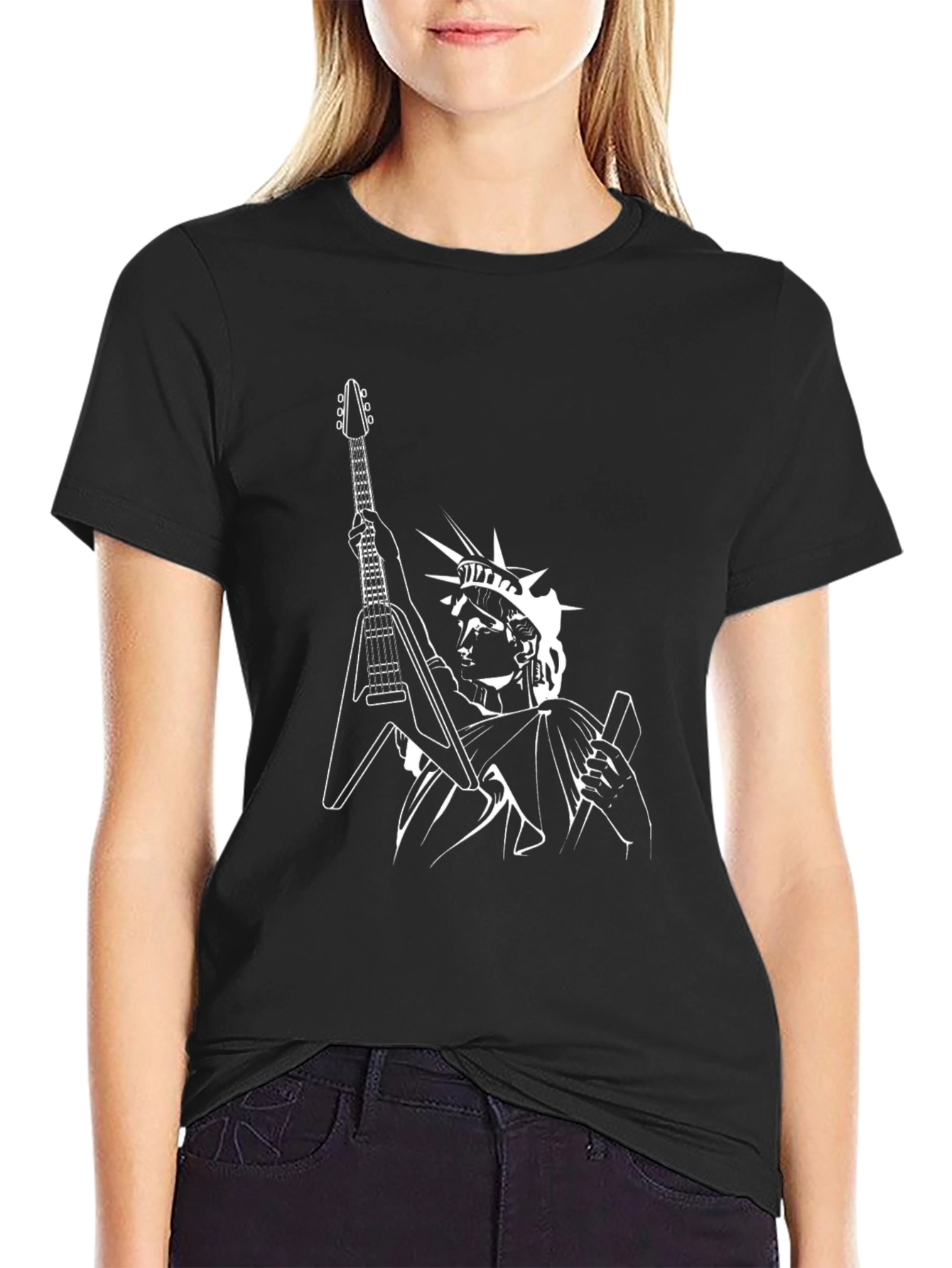 Statue of Liberty Guitar T-Shirt - Black