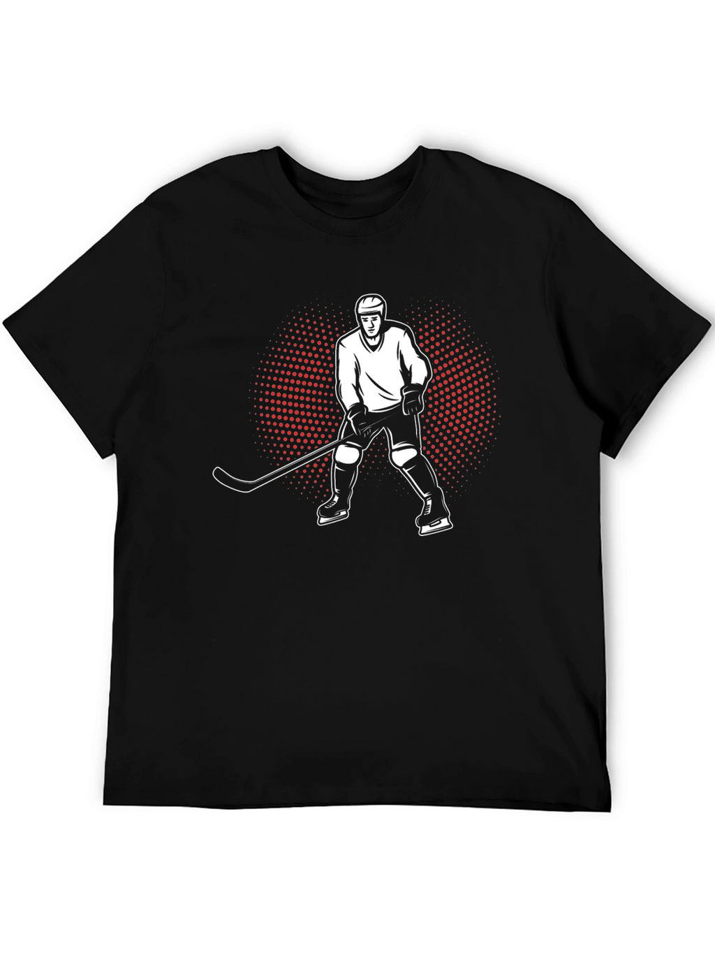 Hockey Player Graphic Tee - Black Cotton T-Shirt