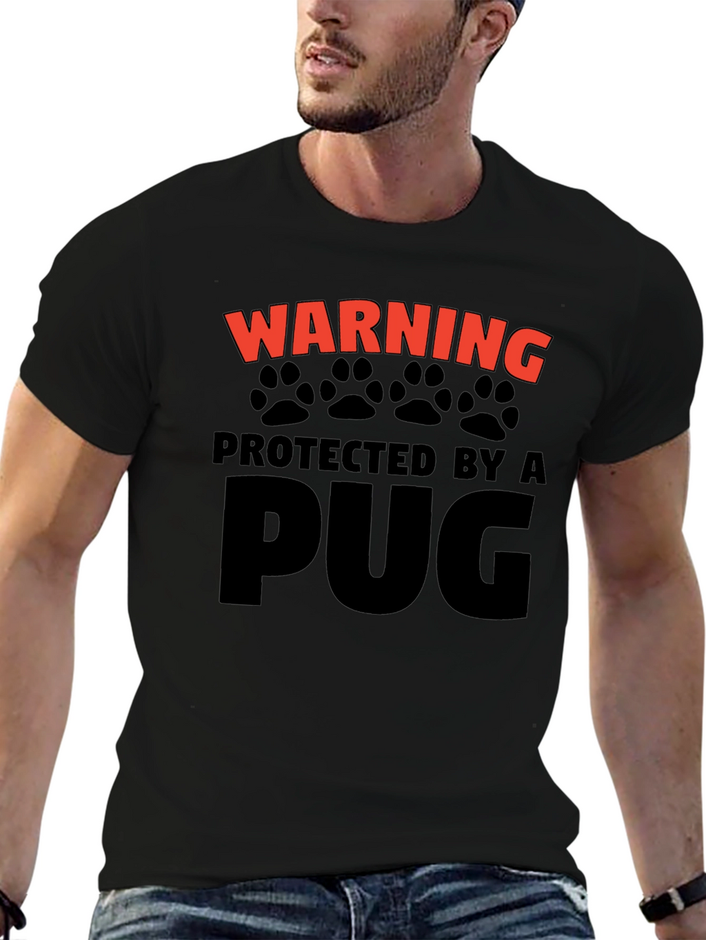 Protected By A Pug Graphic Tee