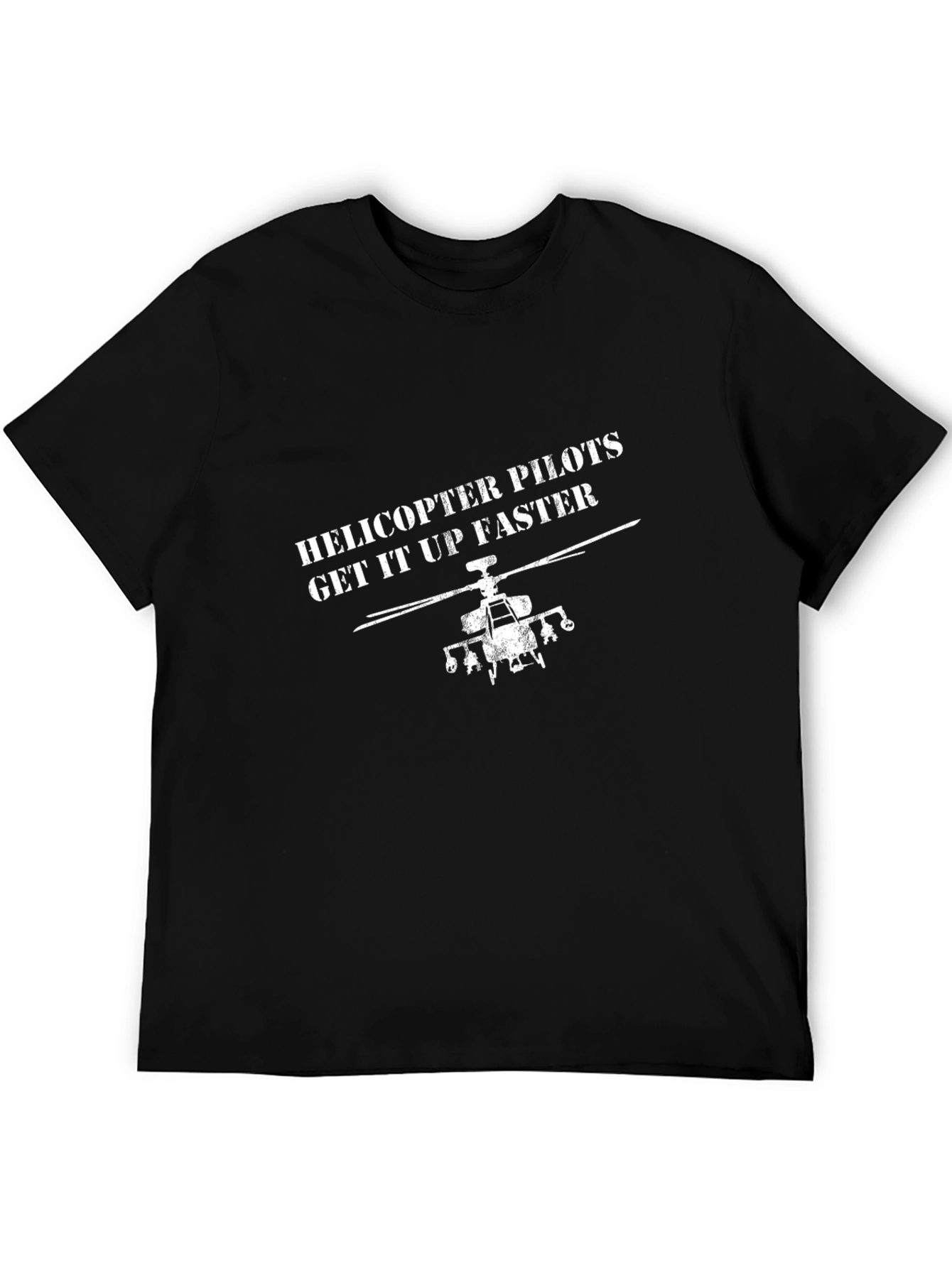 Helicopter Pilot Graphic Tee - Black Cotton Blend
