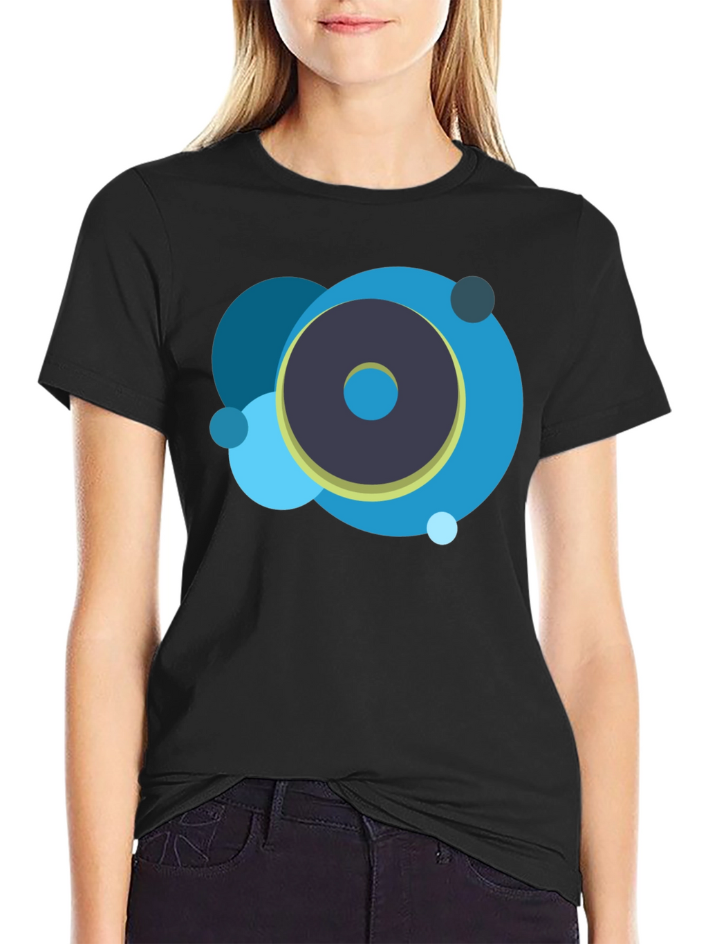 Abstract Circle Graphic Black T-Shirt