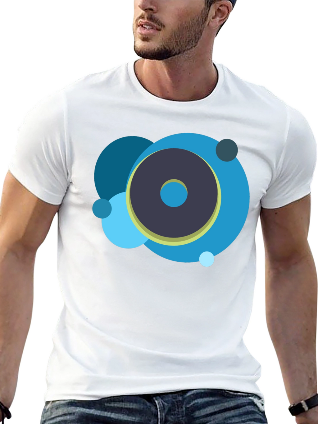 Abstract Circle Graphic Black T-Shirt