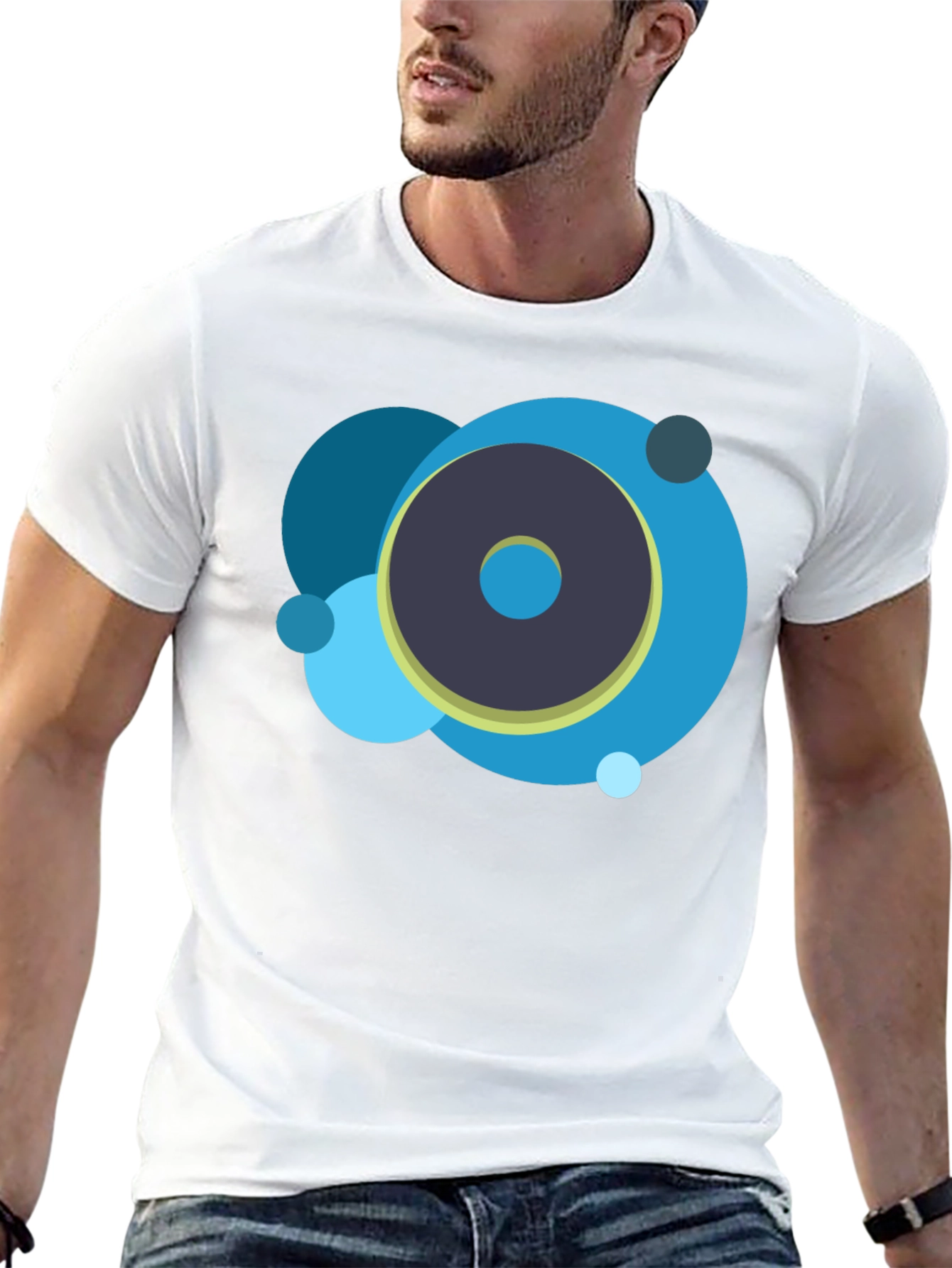 Abstract Circle Graphic Black T-Shirt