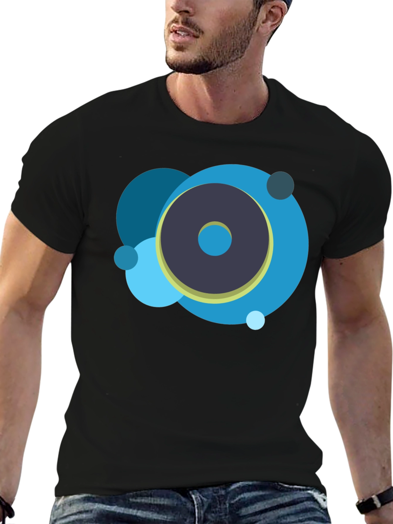 Abstract Circle Graphic Black T-Shirt
