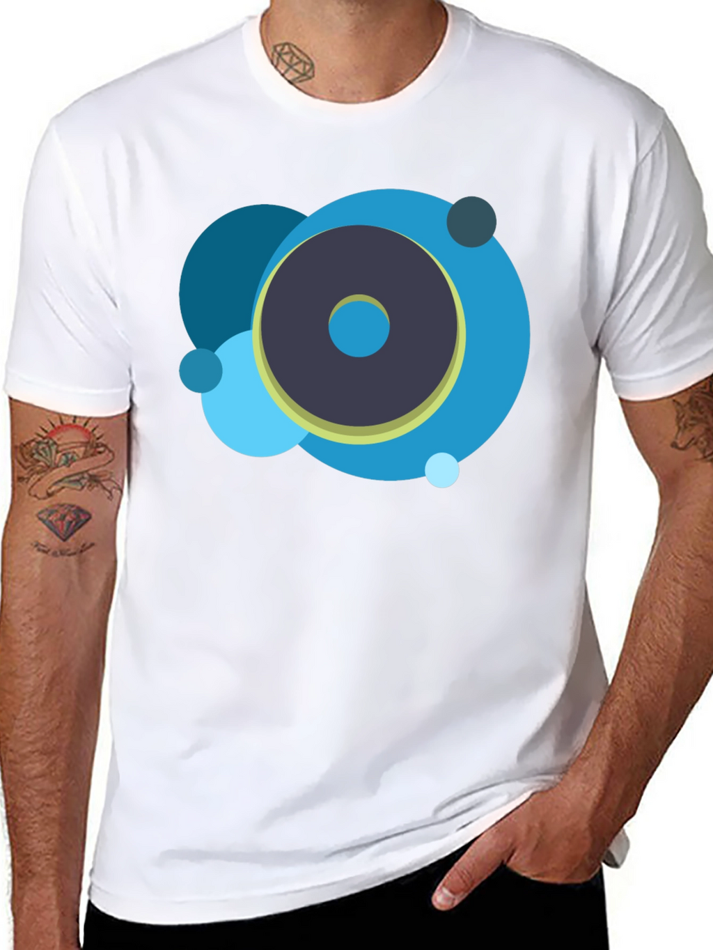 Abstract Circle Graphic Black T-Shirt