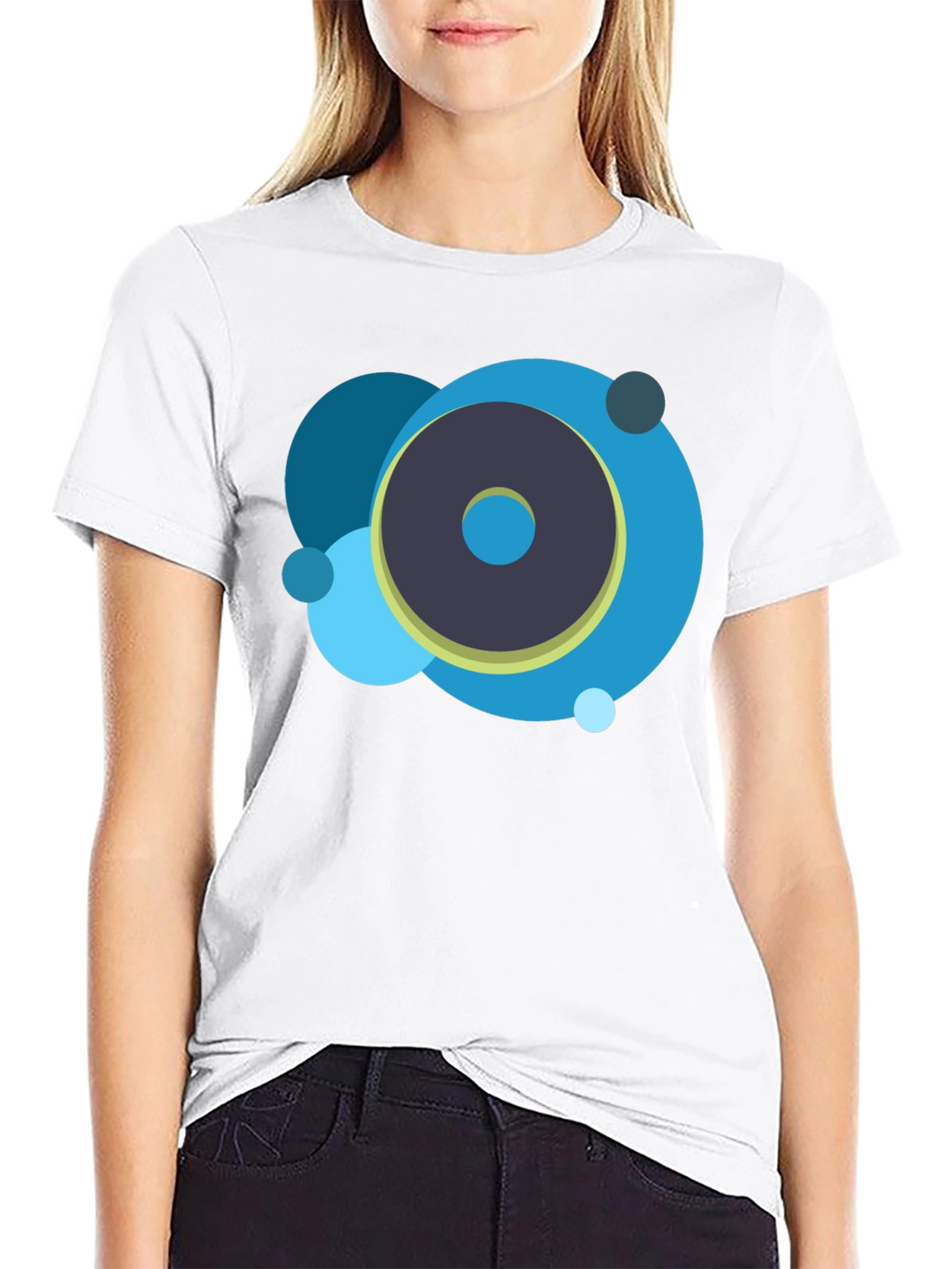 Abstract Circle Graphic Black T-Shirt