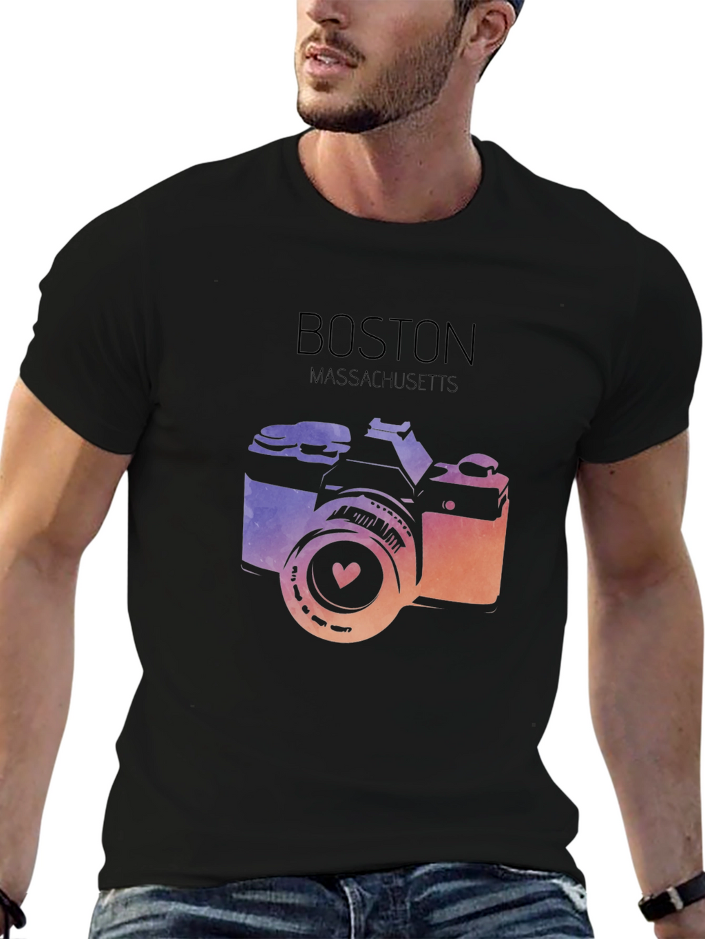 Boston Massachusetts Camera Graphic Tee