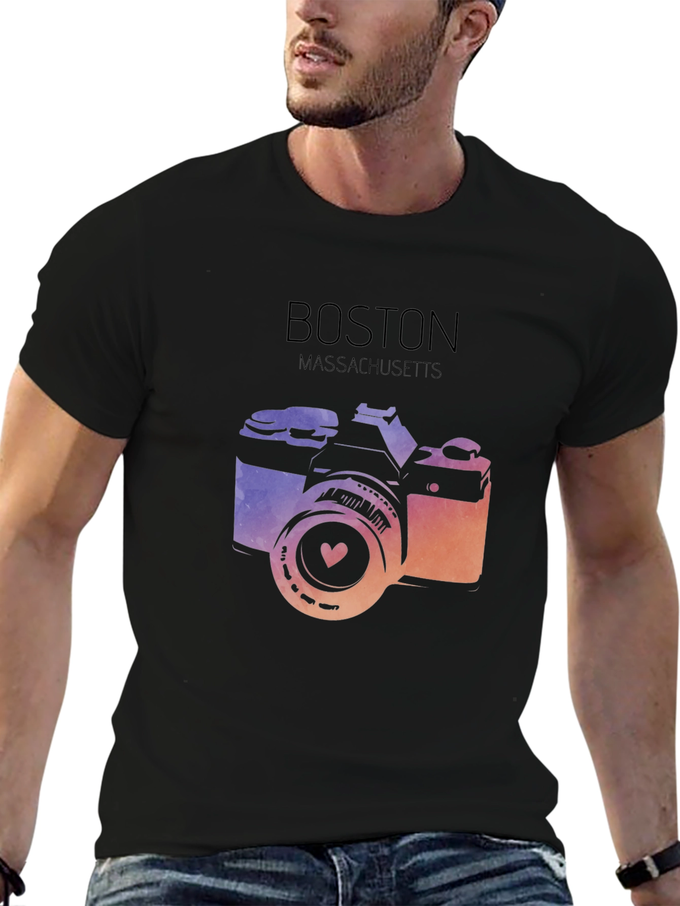 Boston Massachusetts Camera Graphic Tee