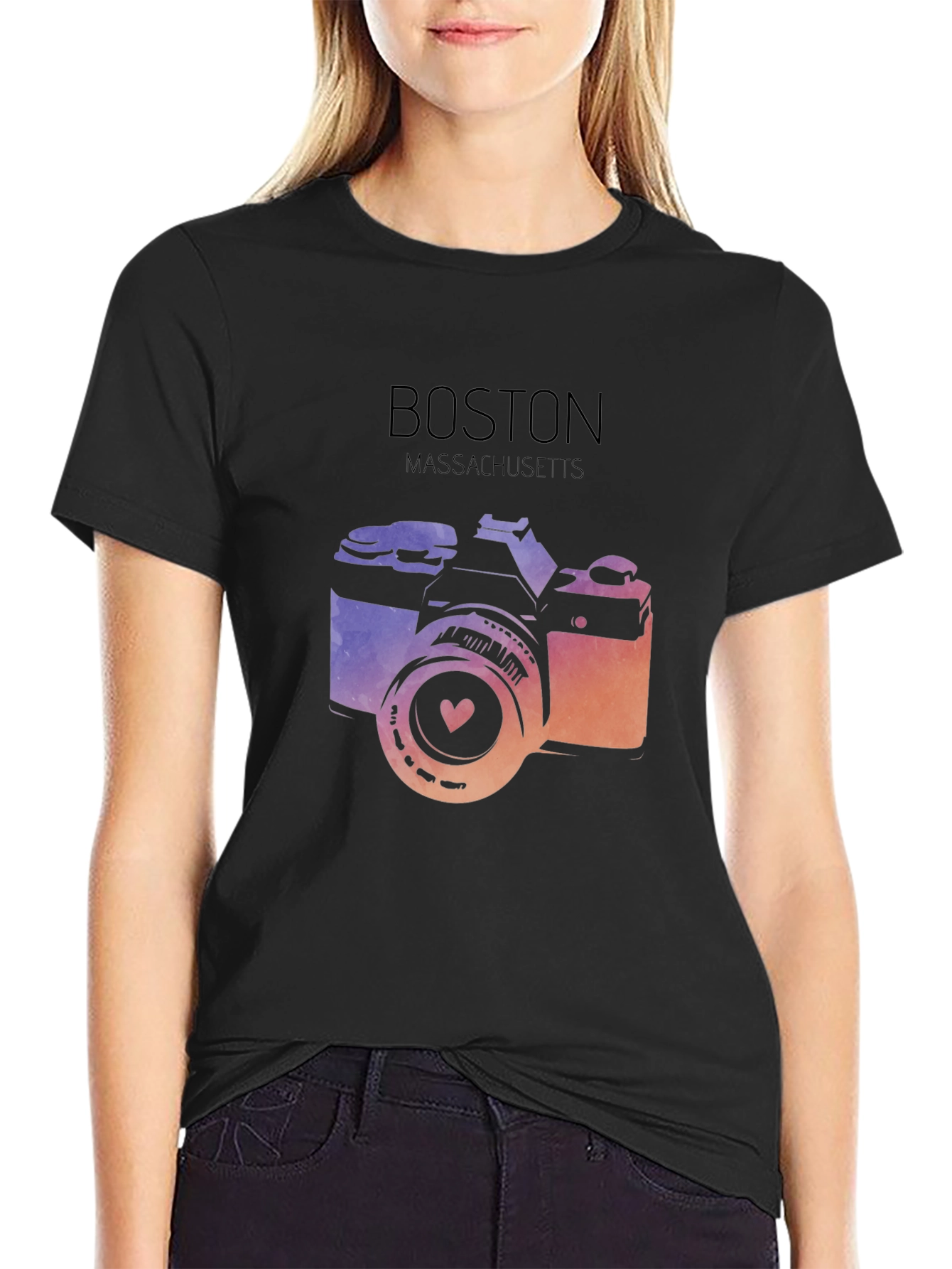 Boston Massachusetts Camera Graphic Tee