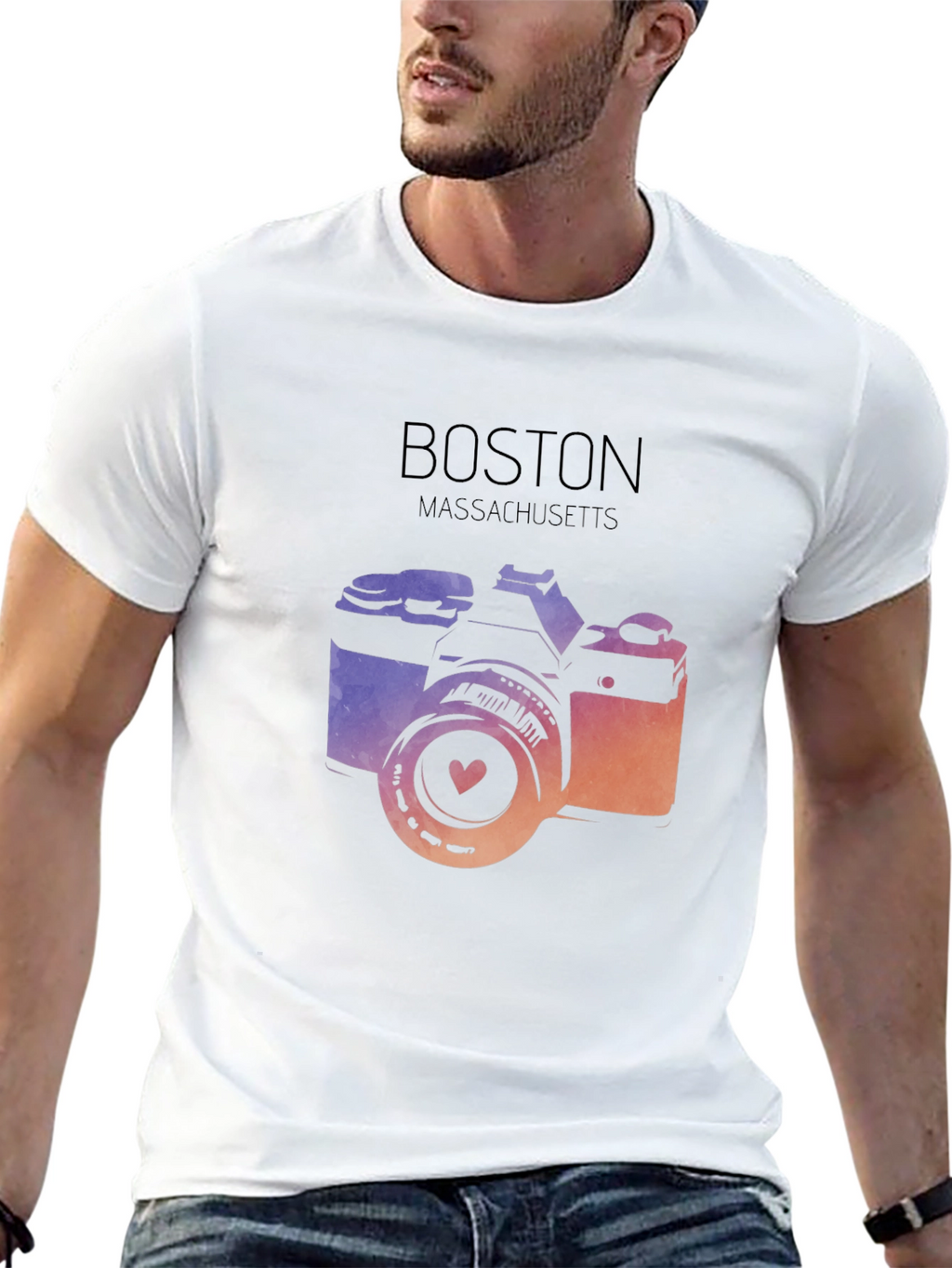 Boston Massachusetts Camera Graphic Tee