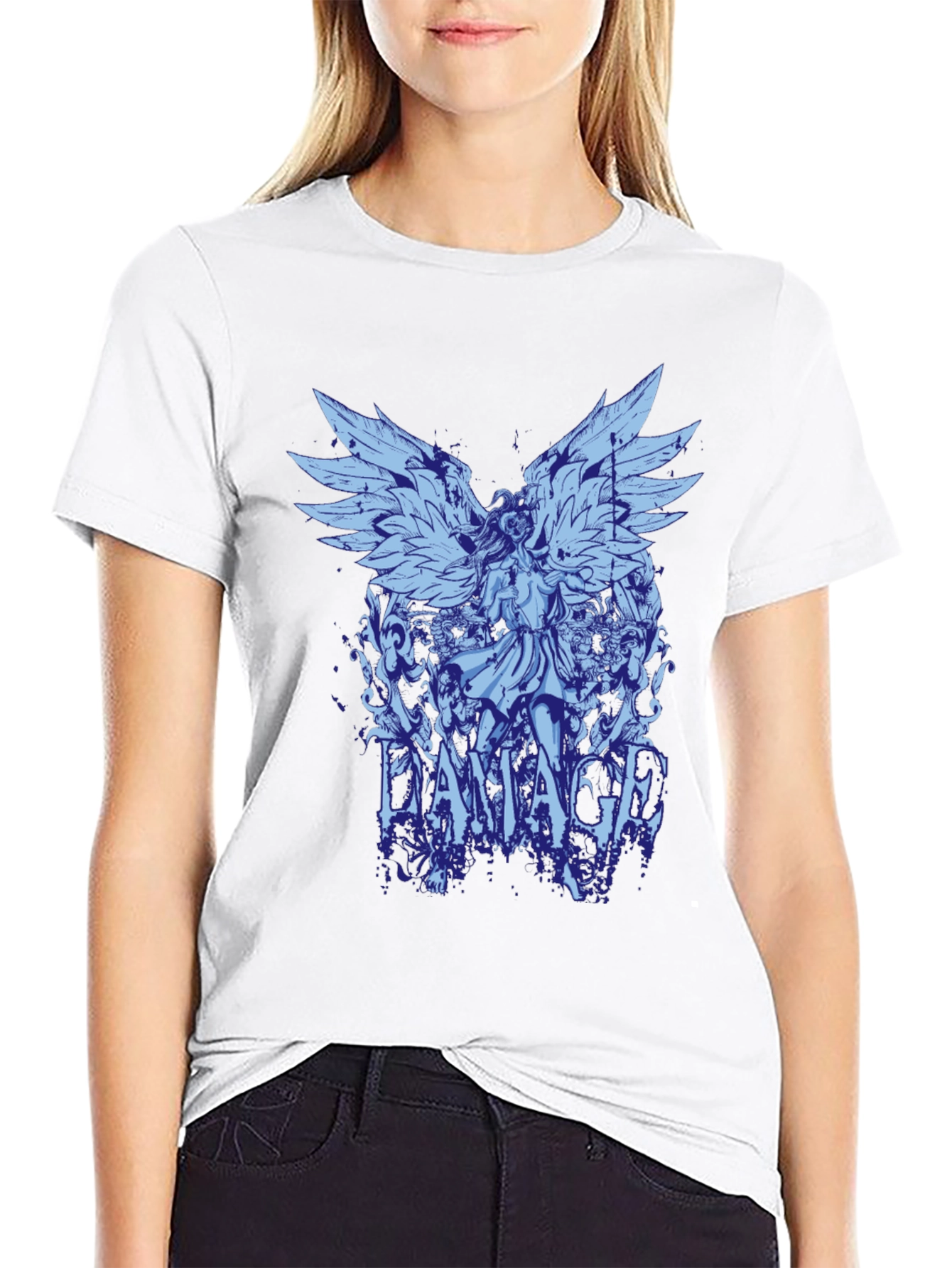Damaged Angel Graphic Print T-Shirt