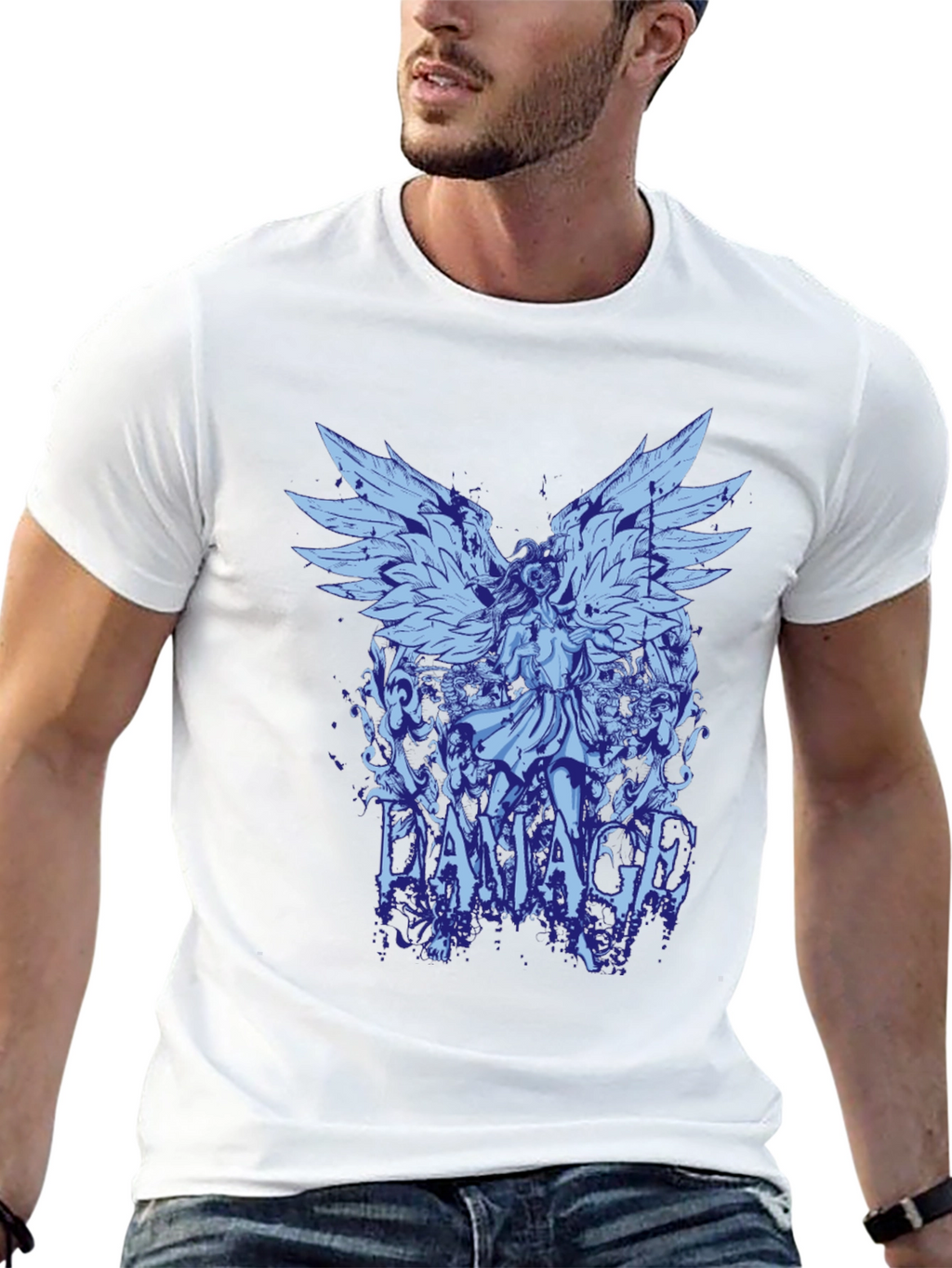Damaged Angel Graphic Print T-Shirt