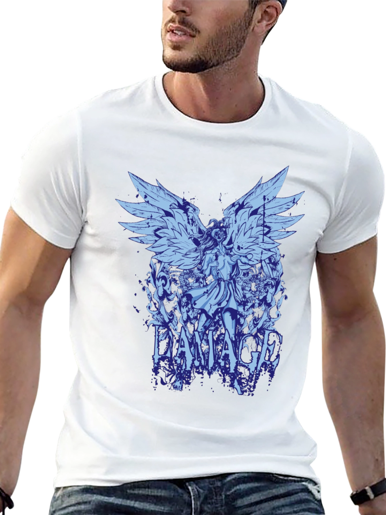 Damaged Angel Graphic Print T-Shirt