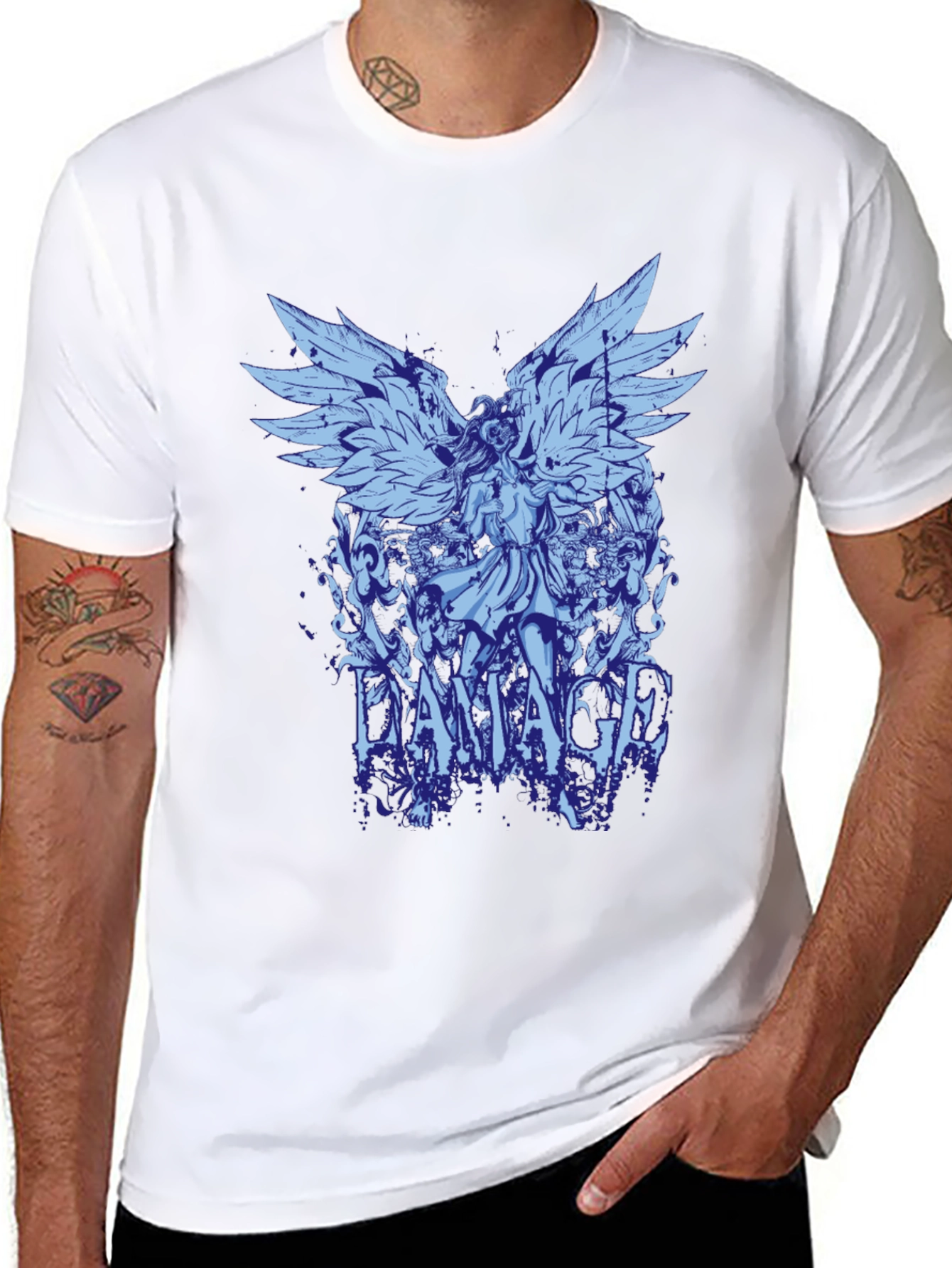 Damaged Angel Graphic Print T-Shirt