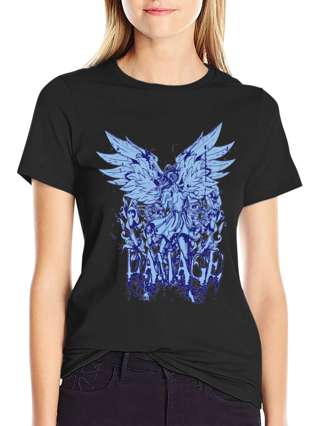 Damaged Angel Graphic Print T-Shirt