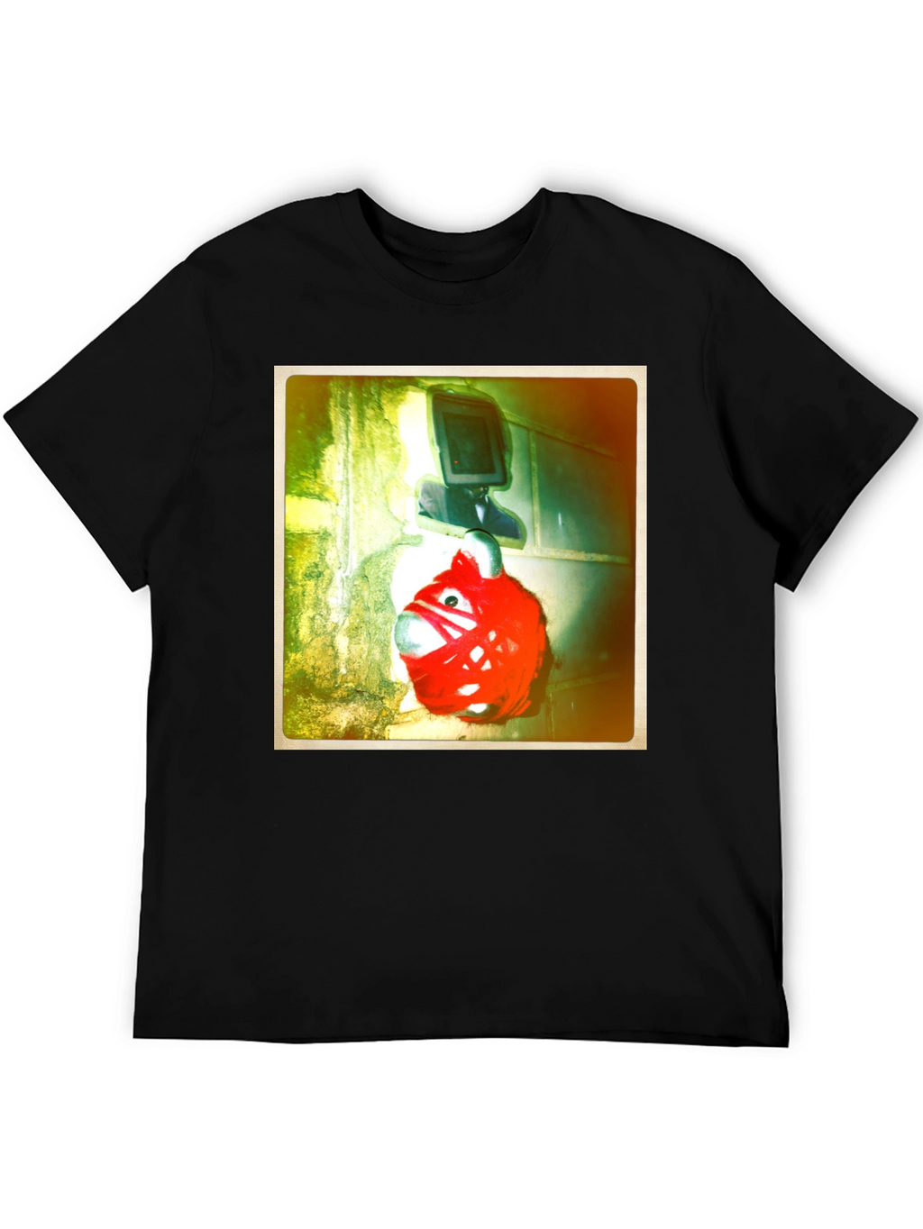 Unique Graphic Tee - Red Creature & TV Head