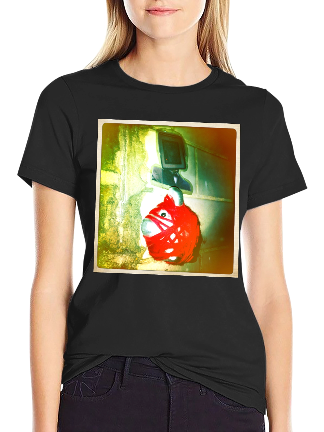 Unique Graphic Tee - Red Creature & TV Head