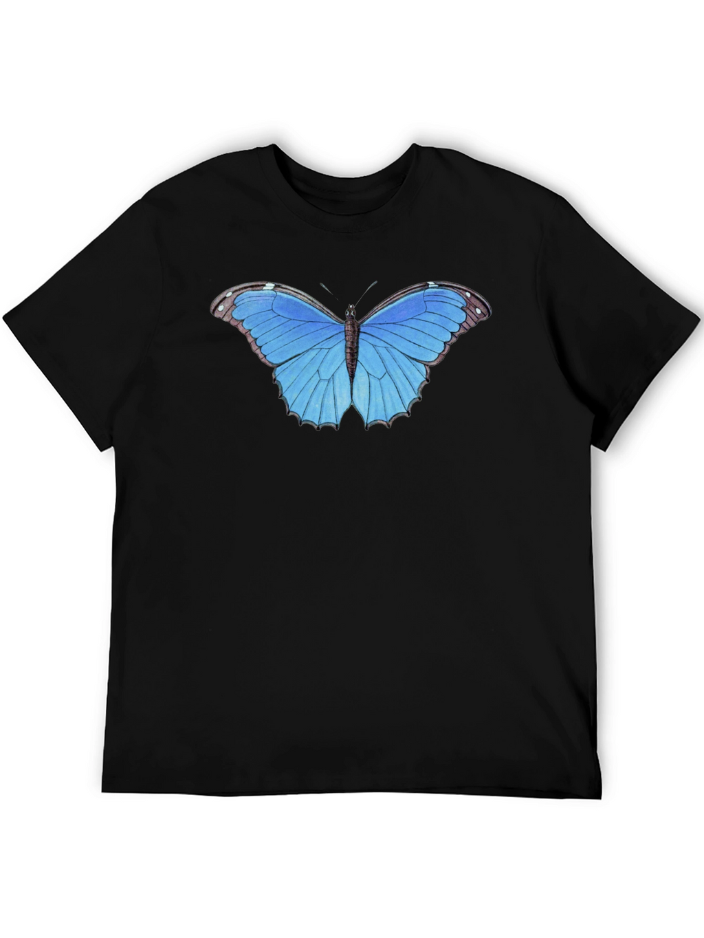 Blue Butterfly Graphic Tee - Unisex Black T-Shirt