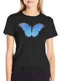 Blue Butterfly Graphic Tee - Unisex Black T-Shirt
