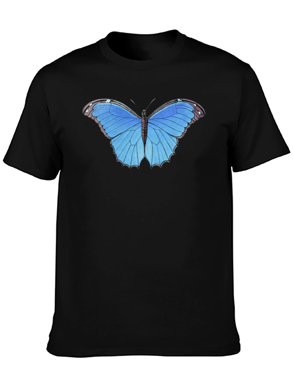 Blue Butterfly Graphic Tee - Unisex Black T-Shirt