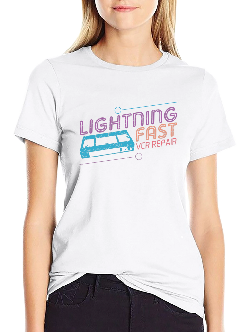 Retro Lightning Fast VCR Repair Graphic Tee