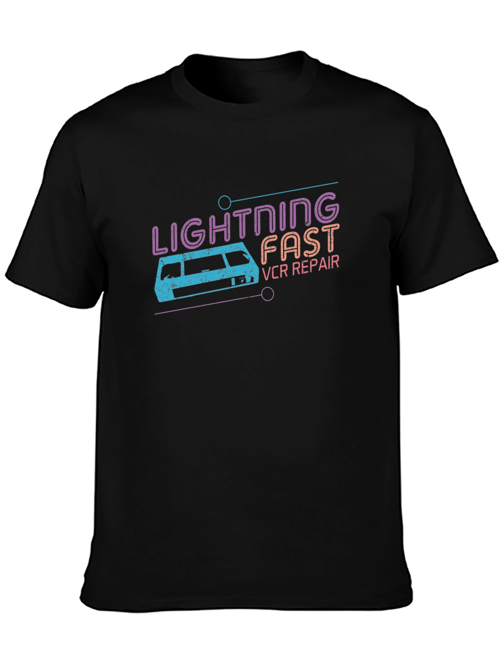Retro Lightning Fast VCR Repair Graphic Tee
