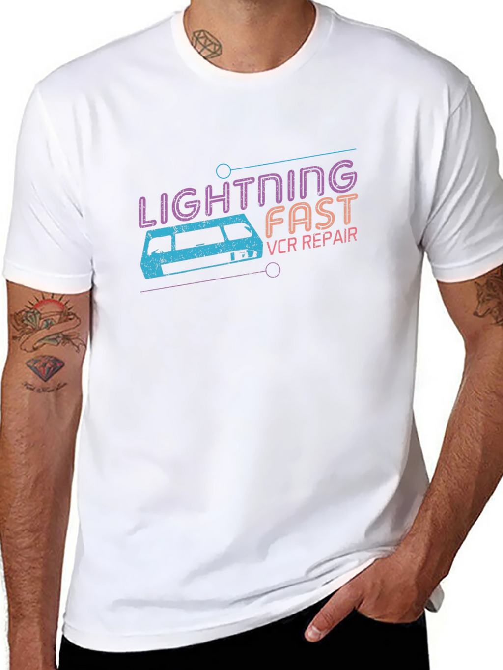 Retro Lightning Fast VCR Repair Graphic Tee