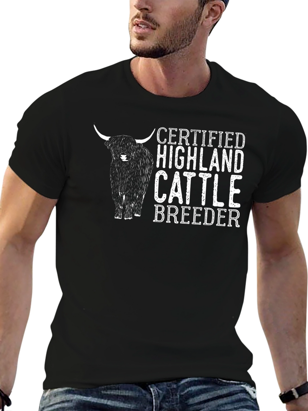 Certified Highland Cattle Breeder Black T-Shirt