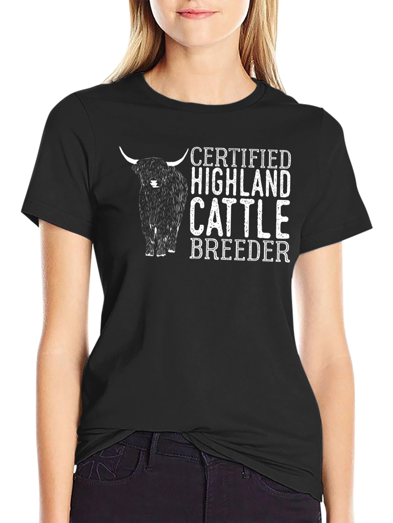 Certified Highland Cattle Breeder Black T-Shirt