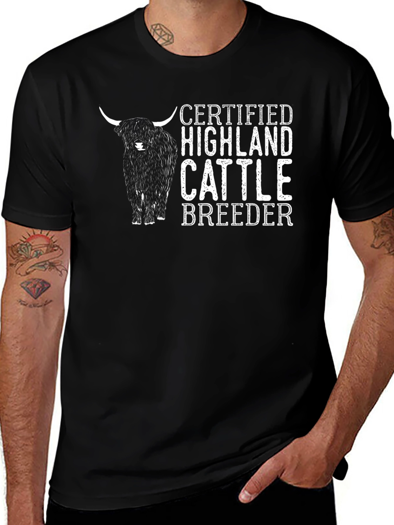 Certified Highland Cattle Breeder Black T-Shirt