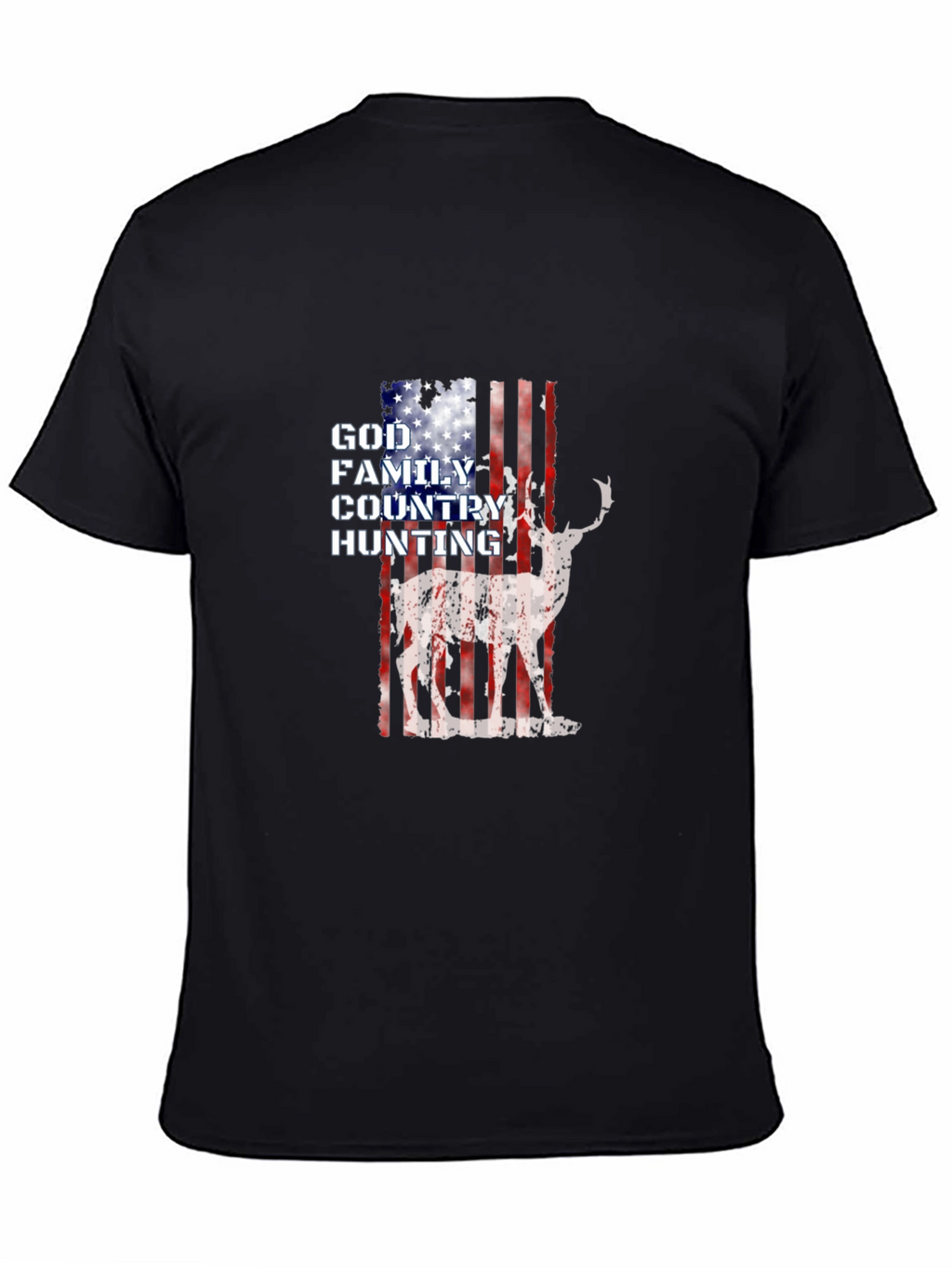 God Family Country Hunting American Flag Deer Graphic T-Shirt