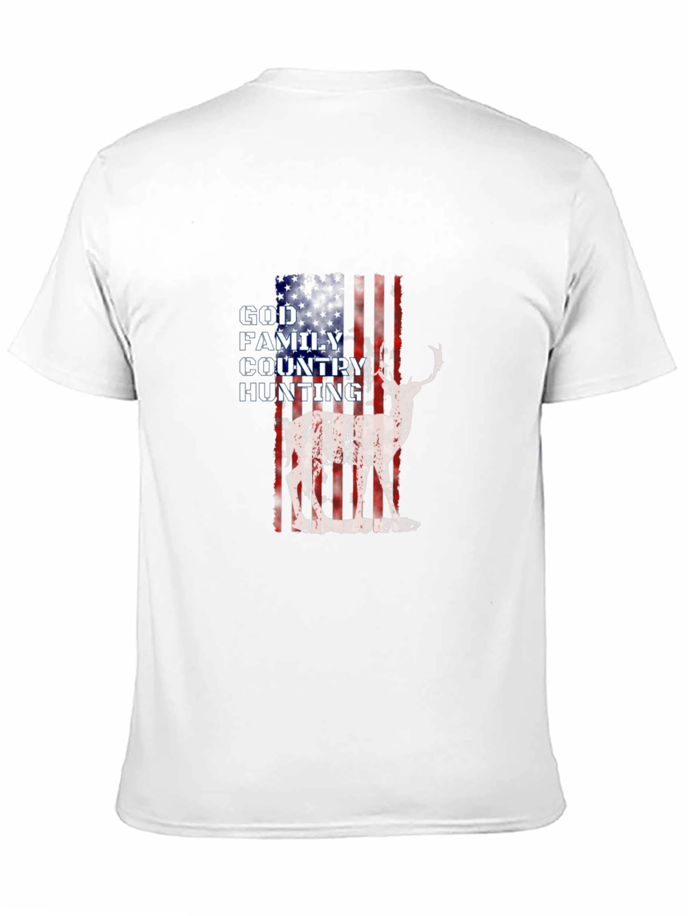 God Family Country Hunting American Flag Deer Graphic T-Shirt