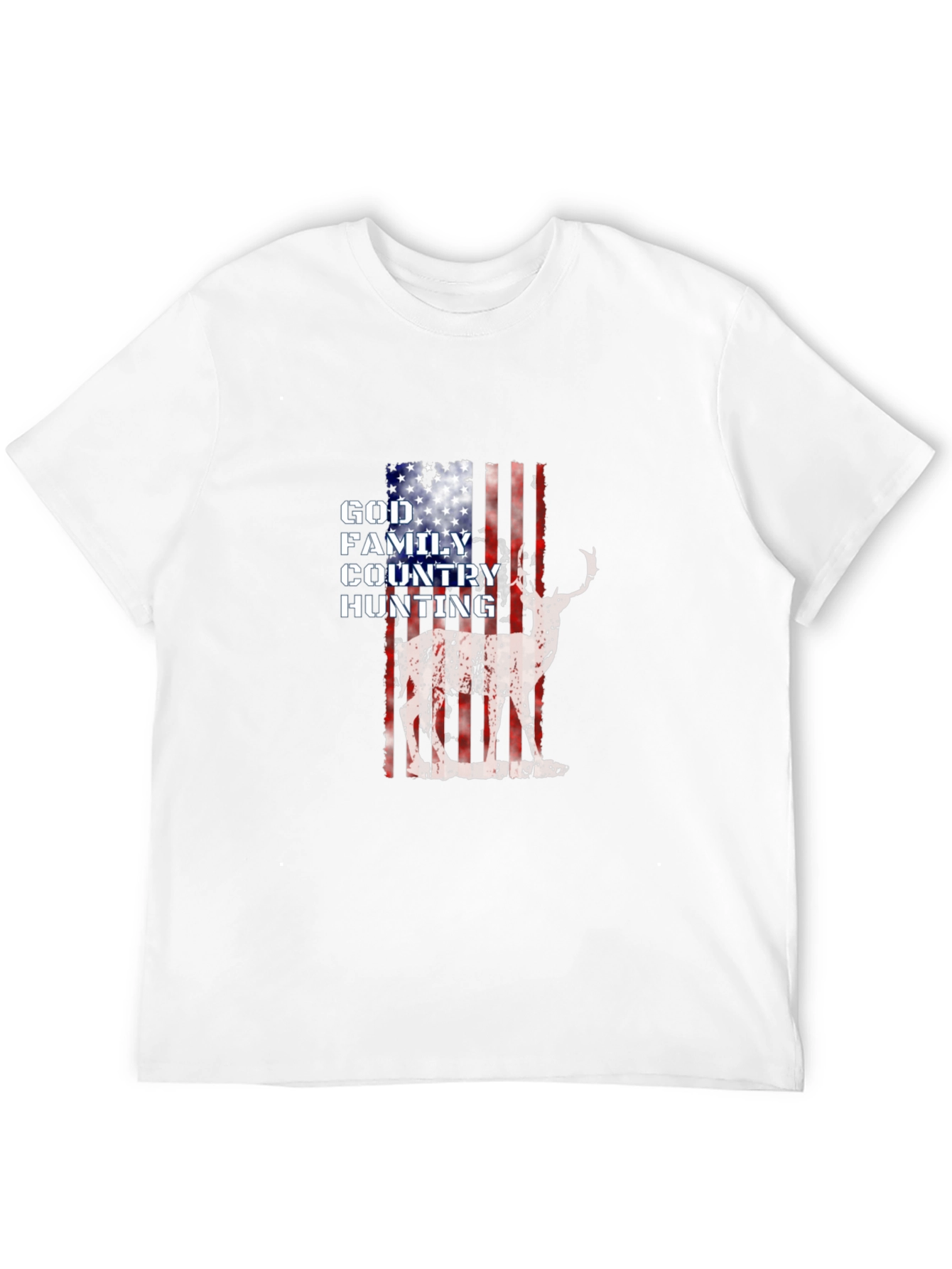 God Family Country Hunting American Flag Deer Graphic T-Shirt