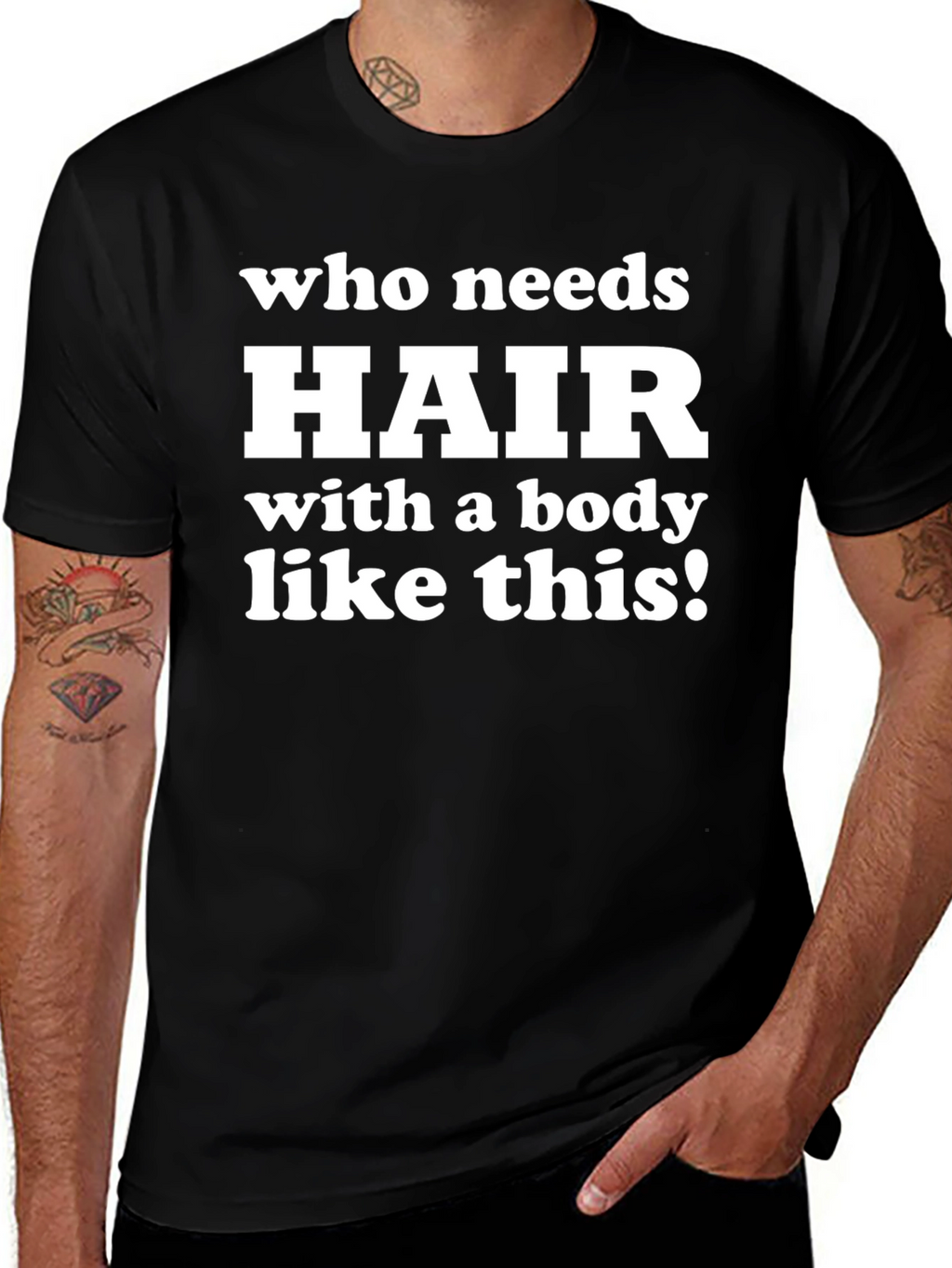 Funny Bald Guy T-Shirt - Who Needs Hair?!