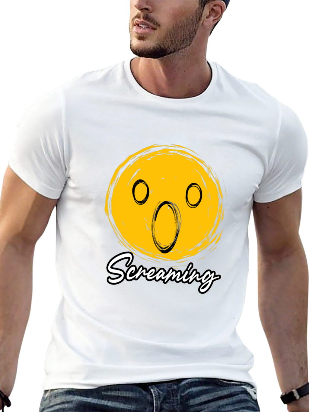 Screaming Emoji Graphic Black T-Shirt
