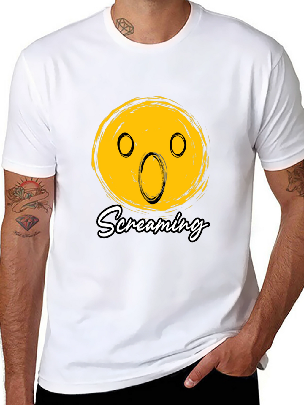 Screaming Emoji Graphic Black T-Shirt