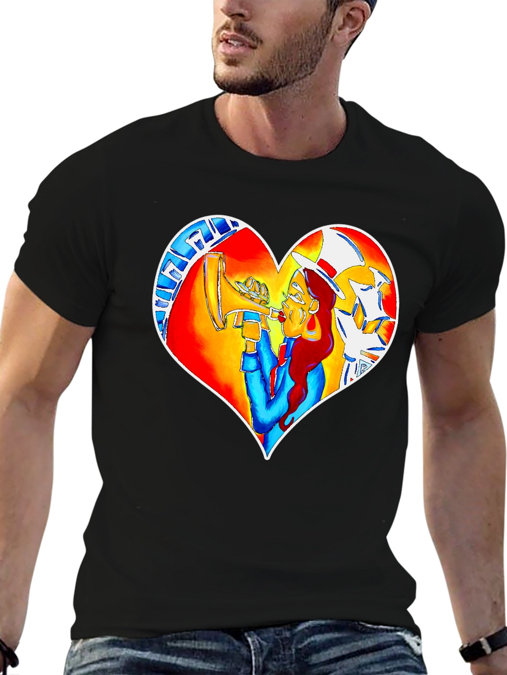 Heart Design Graphic Print Tee