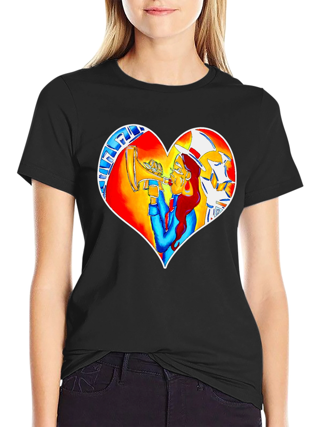 Heart Design Graphic Print Tee