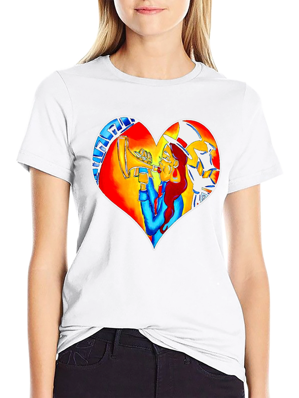 Heart Design Graphic Print Tee