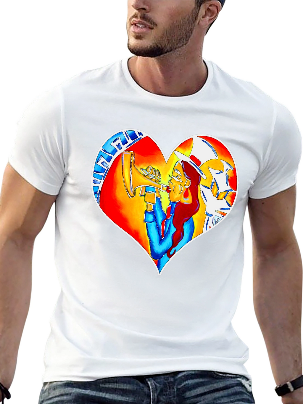 Heart Design Graphic Print Tee