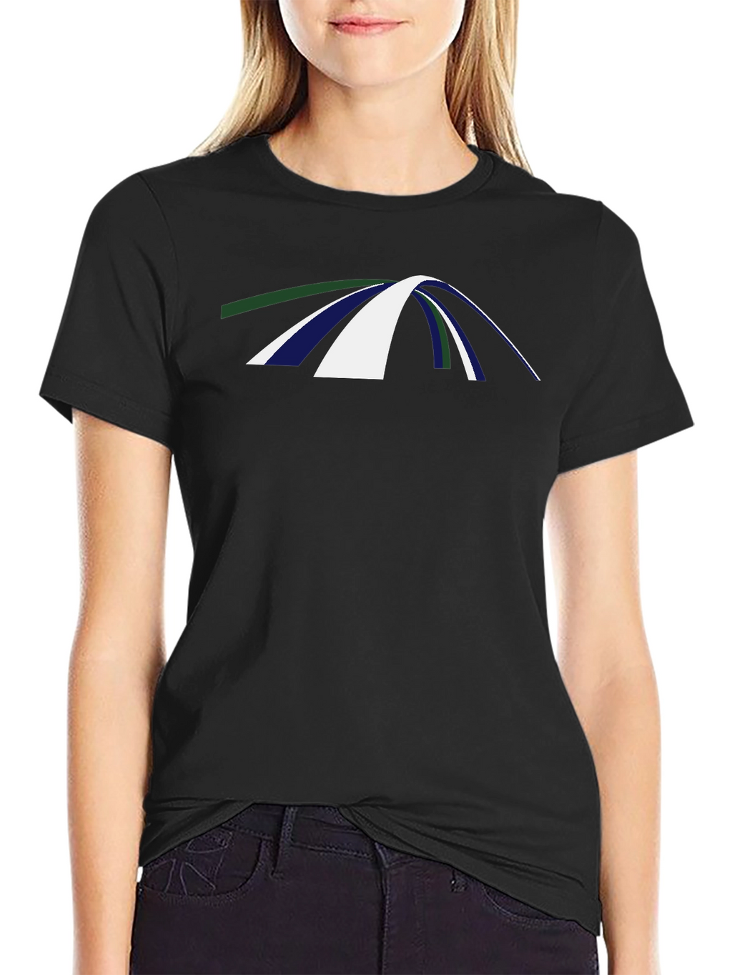 Abstract Arch Graphic Tee - Casual Black T-Shirt