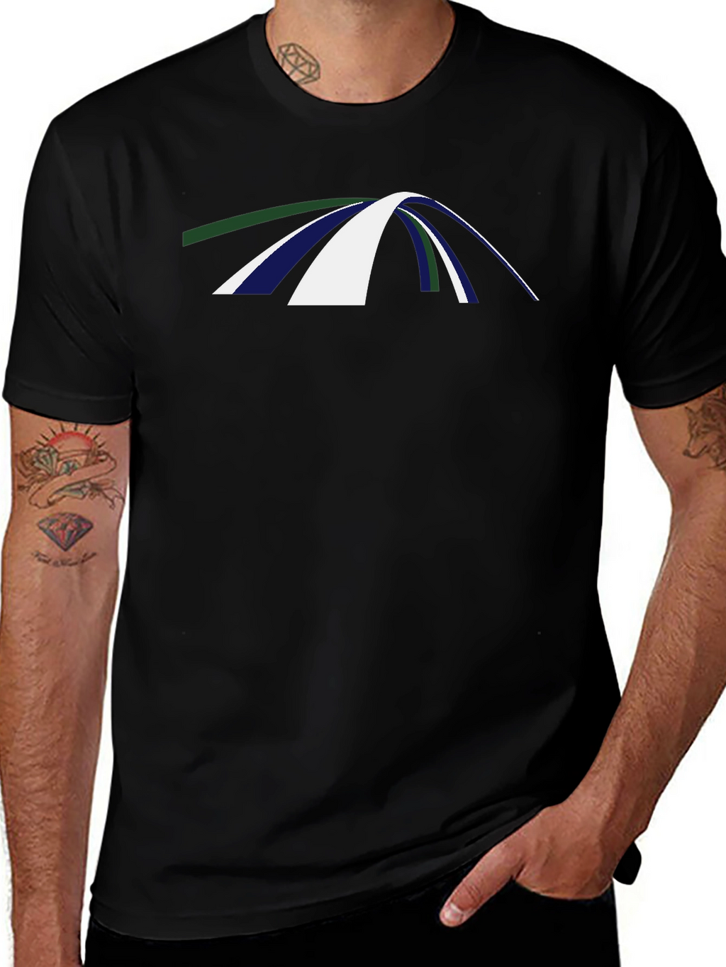 Abstract Arch Graphic Tee - Casual Black T-Shirt