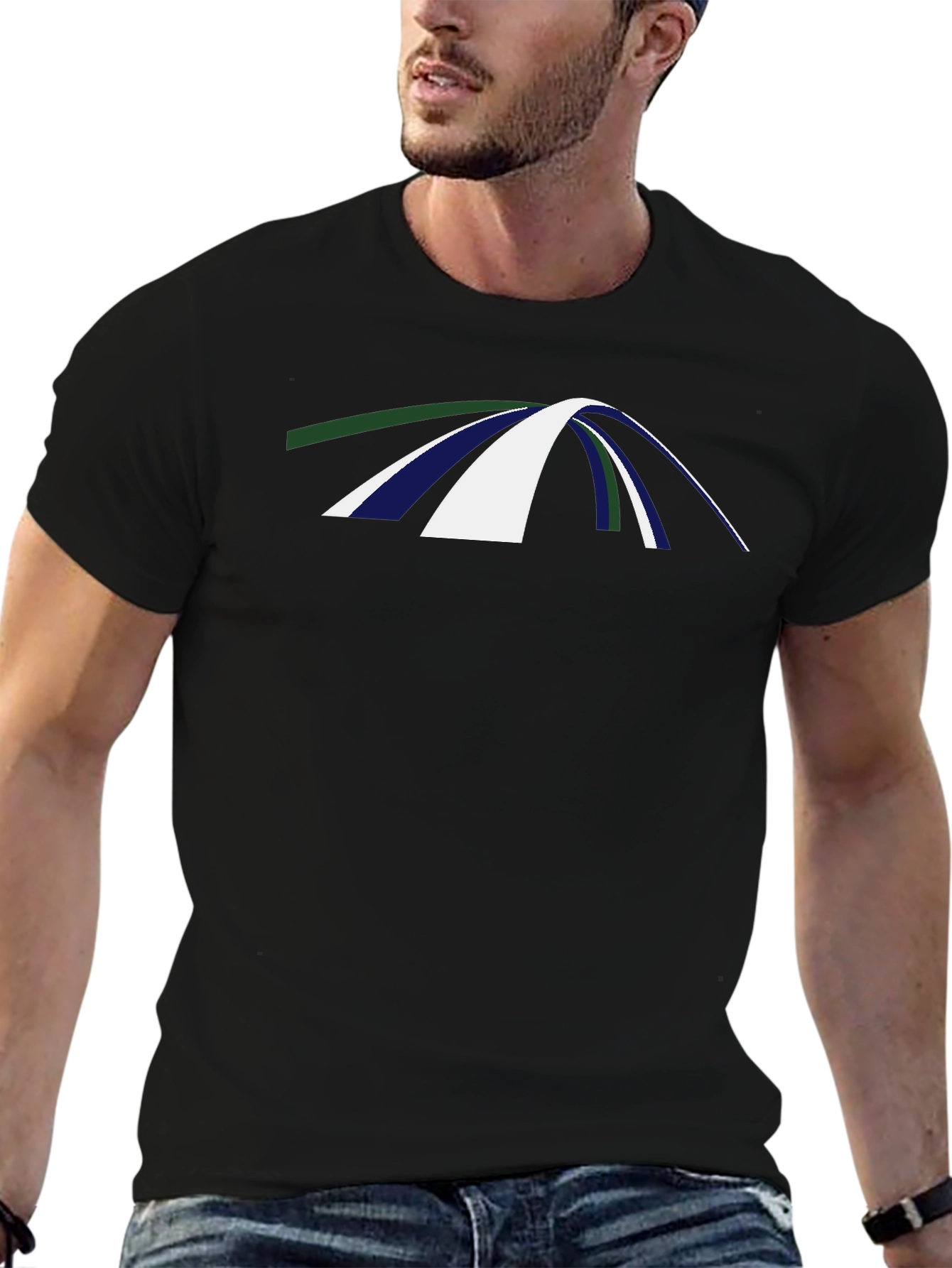 Abstract Arch Graphic Tee - Casual Black T-Shirt