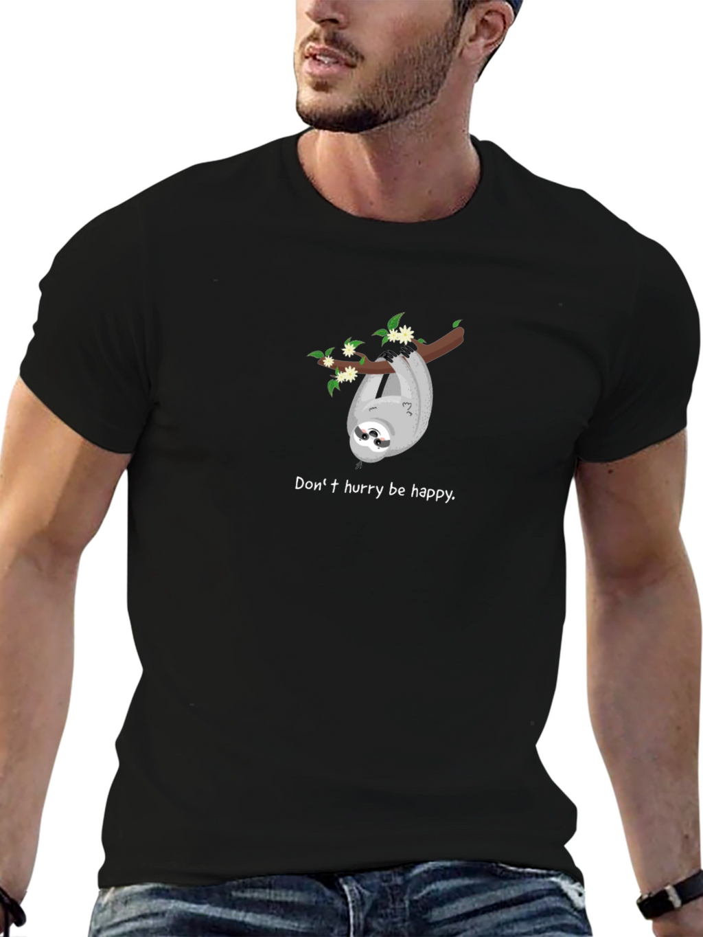 Dont Hurry Be Happy Sloth Graphic Tee