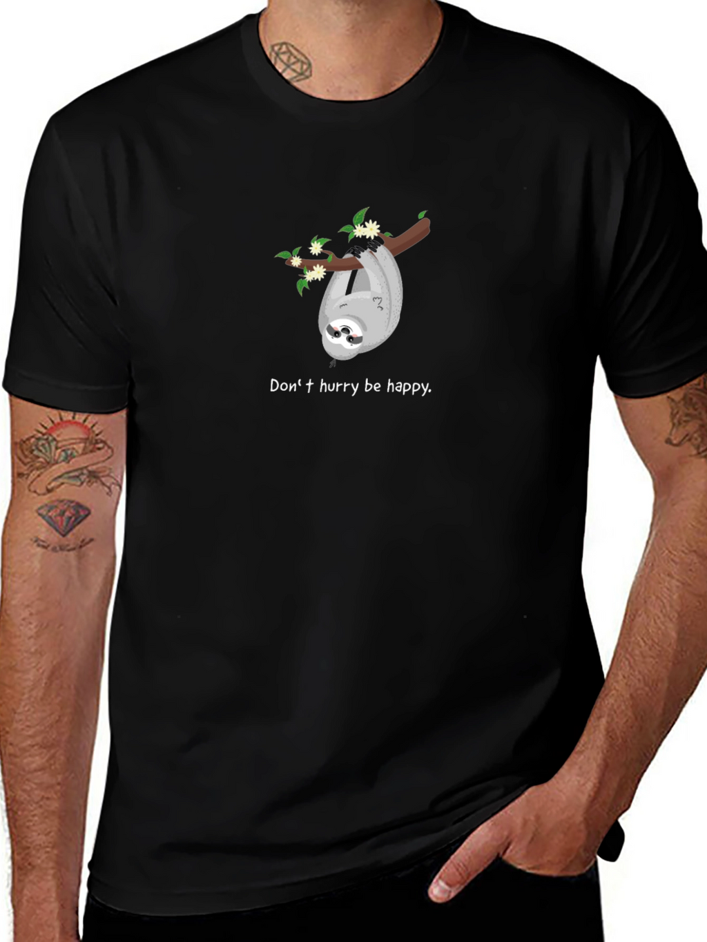 Dont Hurry Be Happy Sloth Graphic Tee