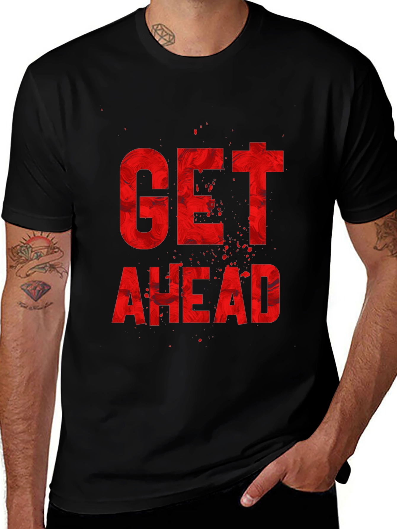 Get Ahead Graphic Tee - Stylish Black T-Shirt for Men