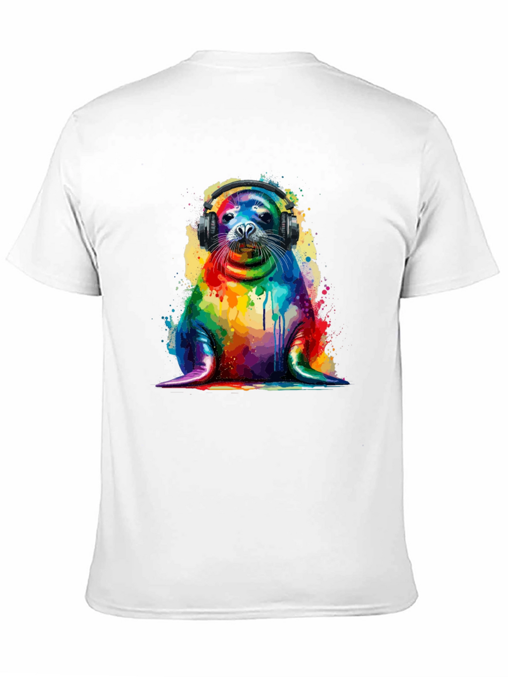 Rainbow Seal Graphic Tee - Vibrant Animal Lover Shirt
