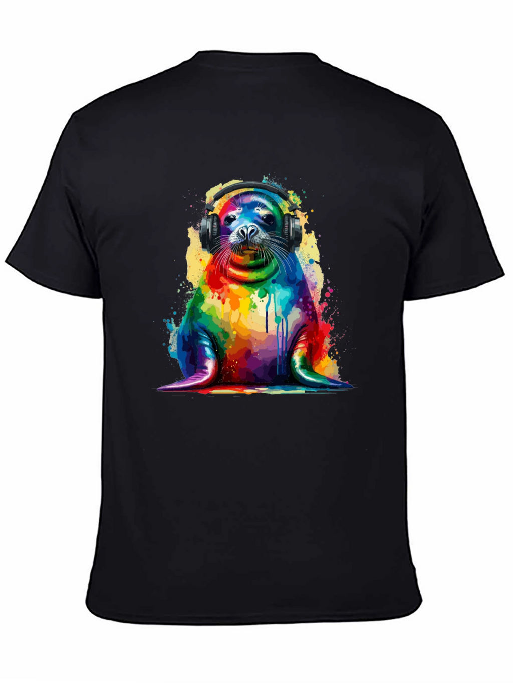 Rainbow Seal Graphic Tee - Vibrant Animal Lover Shirt